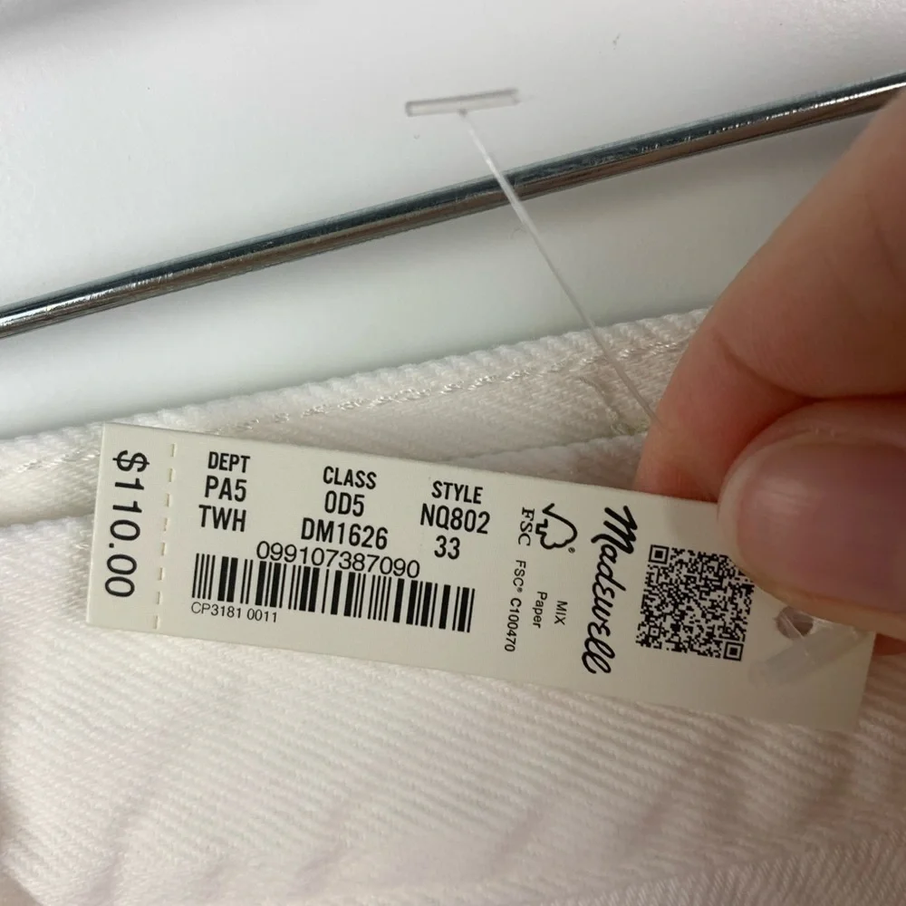 NWT Madewell Size 33 The Rilee Denim Midi Skirt White Modest Minimalist - Picture 8 of 10